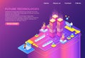 Isometric technology concept. Business 3D background, modern infographic design, futuristic web page. Vector isometric