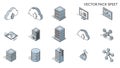 Isometric Technology Icons: Cloud Computing, Servers, Data Storage, and Networking Royalty Free Stock Photo