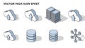 Isometric Technology Icons: Cloud Upload, Servers, Database, Network Node Royalty Free Stock Photo