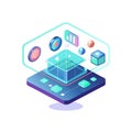 Isometric Technology Platform with Data Visualization and Connectivity for Modern Business Royalty Free Stock Photo