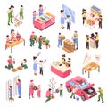 Isometric Teenagers Work Set