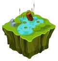 Isometric terrain. Swamp texture island. Flying land