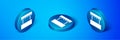 Isometric Ticket box office icon isolated on blue background. Ticket booth for the sale of tickets for attractions and Royalty Free Stock Photo