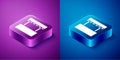 Isometric Ticket box office icon isolated on blue and purple background. Ticket booth for the sale of tickets for
