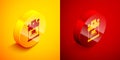 Isometric Ticket box office icon isolated on orange and red background. Ticket booth for the sale of tickets for Royalty Free Stock Photo