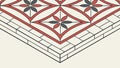 Isometric Tiled Floor with Ornate Geometric Pattern, vector design Generative AI Royalty Free Stock Photo