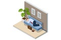 Isometric tired overworked employee sleeping in the office. Tiredness and exhaustion concept. Tired businessman sleeping Royalty Free Stock Photo