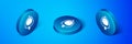 Isometric Toilet urinal or pissoir icon isolated on blue background. Urinal in male toilet. Washroom, lavatory, WC. Blue