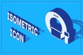 Isometric Tomography icon isolated on blue background. Medical scanner, radiation. Diagnosis, radiology, magnetic resonance