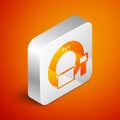 Isometric Tomography icon isolated on orange background. Medical scanner, radiation. Diagnosis, radiology, magnetic