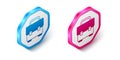Isometric Toolbox icon isolated on white background. Tool box sign. Hexagon button. Vector