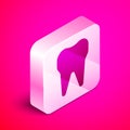 Isometric Tooth icon isolated on pink background. Tooth symbol for dentistry clinic or dentist medical center and