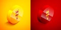 Isometric Torch flame icon isolated on orange and red background. Symbol fire hot, flame power, flaming and heat. Circle Royalty Free Stock Photo