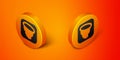 Isometric Tornado icon isolated on orange background. Cyclone, whirlwind, storm funnel, hurricane wind or twister