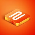 Isometric Towel icon isolated on orange background. Vector Illustration