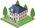 Isometric town hall, city architecture.