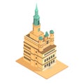 Isometric town hall of poznan city in poland