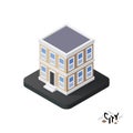 Isometric townhouse icon, building city infographic element, vector illustration Royalty Free Stock Photo