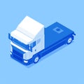 Isometric tractor container trailer commercial freight delivery vector goods transportation logistic