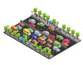 Isometric Traffic Jam Concept Royalty Free Stock Photo