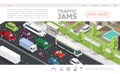 Isometric Traffic Jam Web Page Template