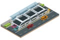 Isometric Transit Elevated Bus in China. Straddling bus, straddle bus, land airbus, or tunnel bus Road vehicle designed