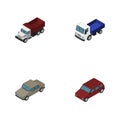 Isometric Transport Set Of Freight, Auto, Lorry And Other Vector Objects. Also Includes Sedan, Car, Drive Elements.