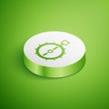 Isometric Trap hunting icon isolated on green background. White circle button. Vector Royalty Free Stock Photo