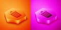 Isometric Trash can icon isolated on orange and pink background. Garbage bin sign. Recycle basket icon. Office trash