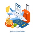 Isometric travel insurance composition background Royalty Free Stock Photo