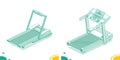 Isometric treadmill. Running simulator. Illustration. Outline object isolated on white background