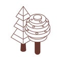 Isometric Tree Icons in line Art Royalty Free Stock Photo