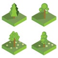 Isometric tree icons . Vector illustration. Royalty Free Stock Photo