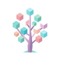 Isometric Tree with Pastel Cubes: Growth, Data, Structure, and Connection in Business Royalty Free Stock Photo
