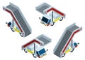 Isometric truck gangway. stairs to the plane