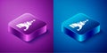 Isometric The Tsar bell in Moscow monument icon isolated on blue and purple background. Square button. Vector