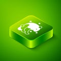 Isometric Tsunami icon isolated on green background. Flood disaster. Stormy weather by seaside, ocean or sea wave or Royalty Free Stock Photo