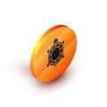 Isometric Turtle icon isolated on white background. Orange circle button. Vector