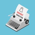 Isometric Typewriter with Words Ghostwriter on Paper Sheet Royalty Free Stock Photo
