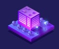 Isometric ultra city concept of violet style, an ultraviolet 3d