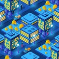 Isometric ultra city concept of violet style, an ultraviolet 3d modern