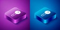 Isometric Undefined key icon isolated on blue and purple background. Square button. Vector Illustration