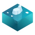 Isometric Underwater view of iceberg with beautiful transparent sea on background. Flat vector illustration