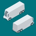 Isometric an unmanned truck on the remote control. Automatic delivery system concept. Self-driving van isolated for web Royalty Free Stock Photo