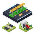 Isometric Urban Road with Modern Railway. City Traffic Royalty Free Stock Photo