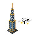 Isometric urban tower icon, building city infographic element, vector illustration Royalty Free Stock Photo