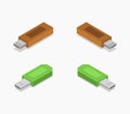 Isometric usb icon illustrated in vector on white background Royalty Free Stock Photo