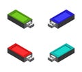Isometric usb icon illustrated in vector on white background Royalty Free Stock Photo