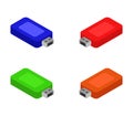 Isometric usb icon illustrated in vector on white background Royalty Free Stock Photo