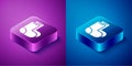 Isometric Valenki icon isolated on blue and purple background. National Russian winter footwear. Traditional warm boots